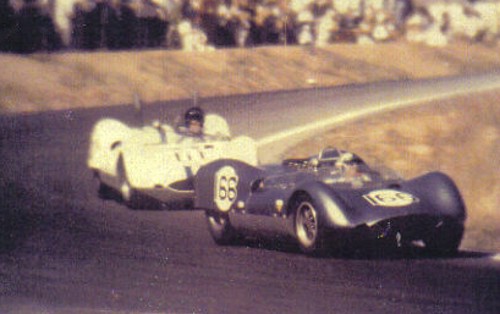 Pedro Rodriguez passes Dan Gurney in riverside turn 7